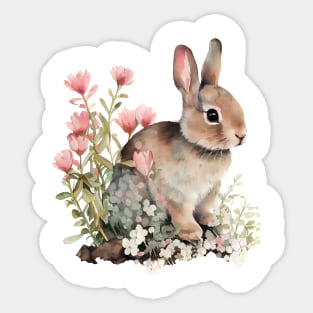 Hare with flowers Sticker